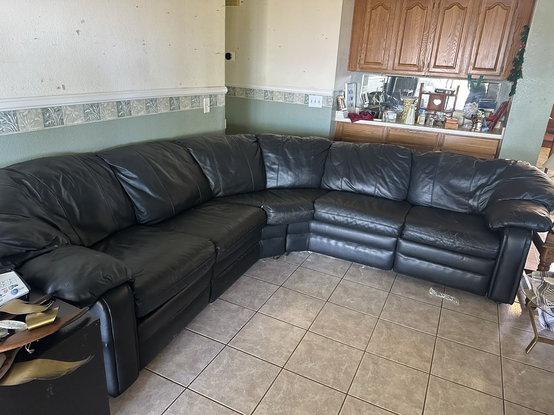 Large Black Leather Couch