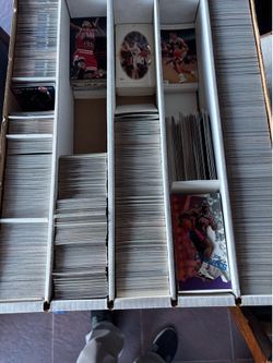 Case of basketball cards of 1990’s players