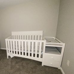 Crib with Attached Changing Table