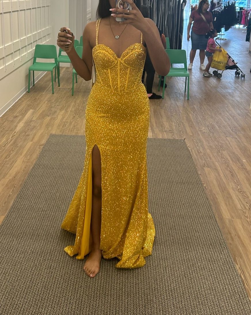 Mustard Gold Prom Dress