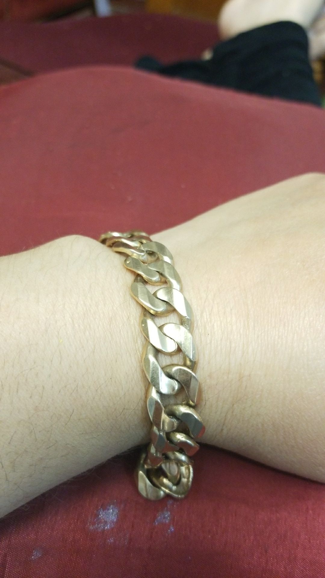 14k gold mens solid link bracelet