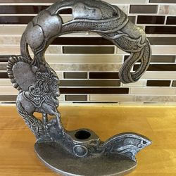 Pewter Horse And Heart Statue 