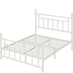 Queen White metal bed frame