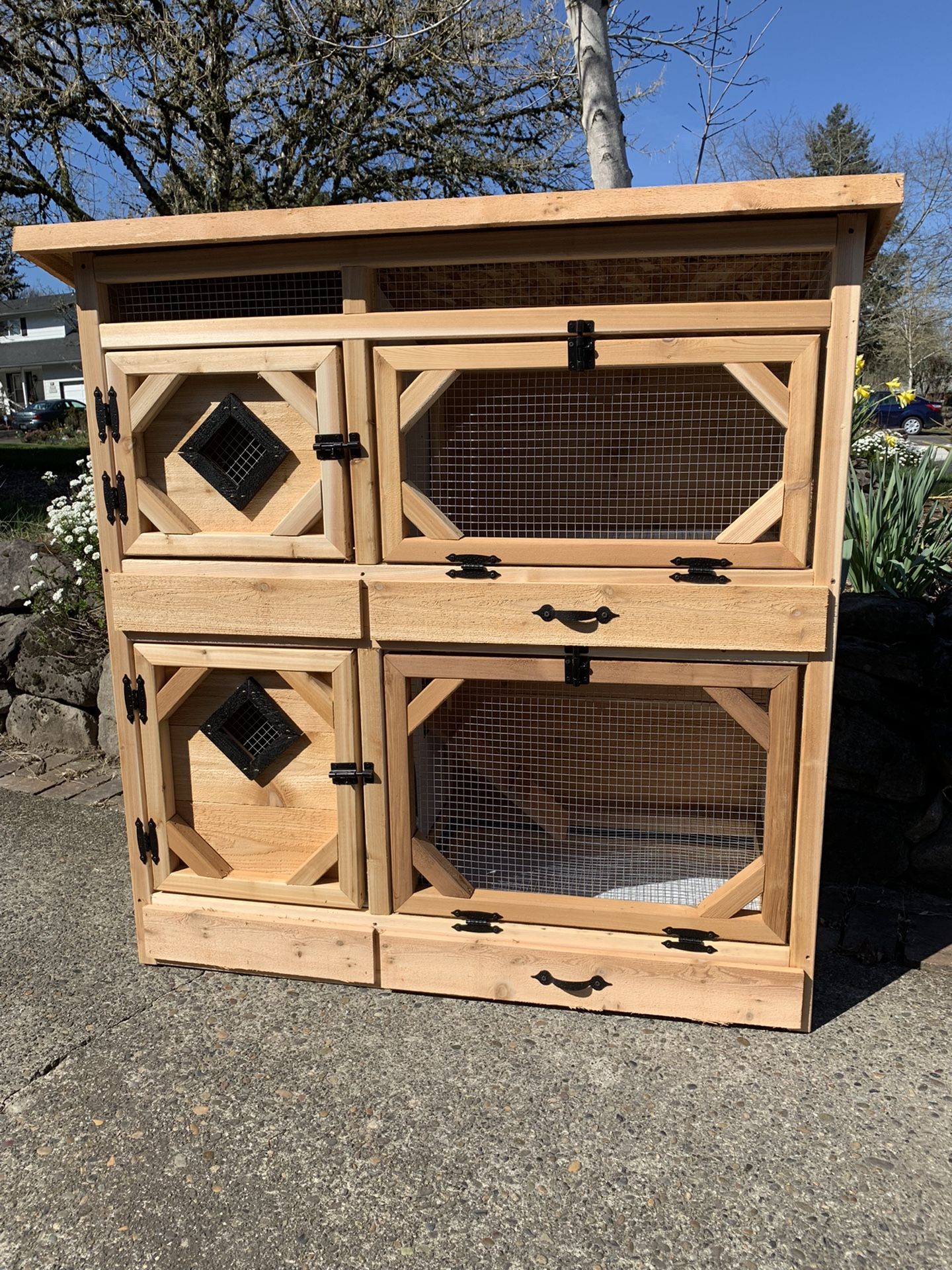 2- Level All Cedar Rabbit Hutch