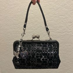 Coach Black Optic Lurex Y2K Kisslock Mini Bag