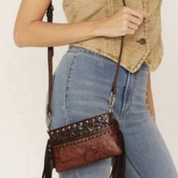 Leather Bag Wallet Fringe 