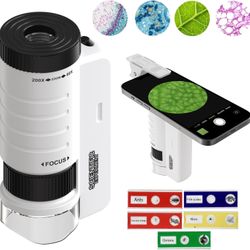 Pocket Microscope for Kids 60X-200X, Portable Handheld Microscope for Kids 5-12,