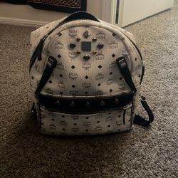 mcm white backpack 