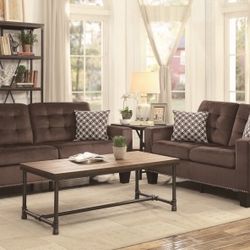 8029Brown Sofa & Loveseat 2-pc Set OfferUp Pre-sale Special $499 Only 