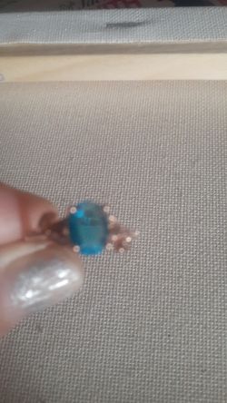 Beautiful Gold Plated Blue Sapphire Ring Size 5