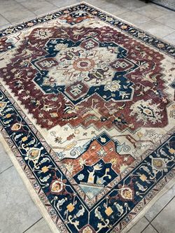 Traditional Medallion Area Rug in Burgundy and Navy - MB164 - 8x10 feet