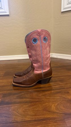 Twisted X Women's Ruff Stock Pink/Brown Square Toe Western Boots Style WRS0003