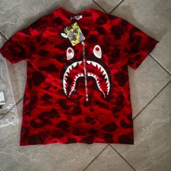 BAPE Shark Red Camo T-Shirt with Tags