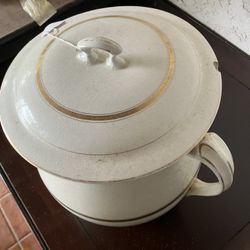 Antique Potty And Cover Clay Pot 
