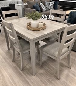 5-pc dining table set light gray