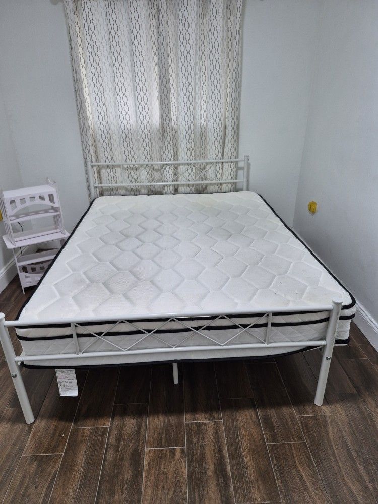 Queen Bed Frame with mattress