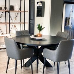 Custom Round  Dining Table  Modern Rustic Set Bench Restoration Hardware Breakfast Nook Table Solid Wood Custom Handcrafted Counter Bar 