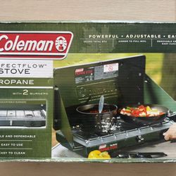 Coleman PerfectFlow 2-Burner Propane Stove – Brand New + Fuel Tank