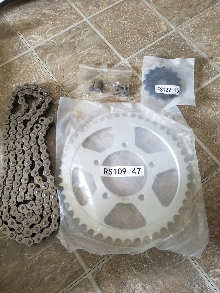 Suzuki chain and front and back sprocket kit