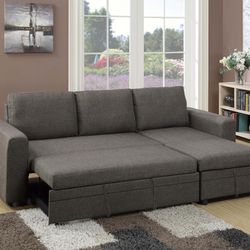 Brand New Grey Sectional Sofa Storage Sleeper 