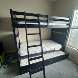 Living spaces bunk bed with three mattresses , New