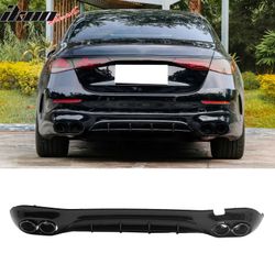 Fits 2024-2026 Benz E-Class E350 E450 Sedan W214 E53 Style Rear Diffuser Exhaust Tips