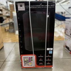 BRAND NEW ARCTIC CHEF ACFR335, 3.2 Cu Ft Compact Design Mini Fridge with Freezer, Stainless, Black