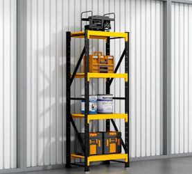 4-Tier Heavy Duty Industrial Storage Rack, Blue and Orange Steel Shelving Unit for Garage and Warehouse, 78.7x31.5x19.7 Inches, 300KG Per Shelf Capaci