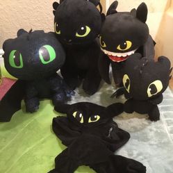 Lot Of 5 How To Train Your Dragon Toothless Plush Toys