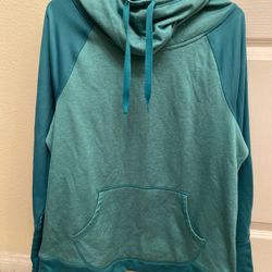 Champion Duo-Dry Hoodie Running Sweatshirt Fleece Lined Thumbholes Green/Sea Green