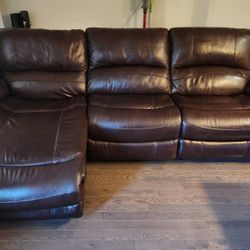 Brown Leather Reclining Couch w/ Chaise (Bob's Discount Furniture)