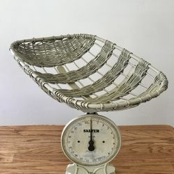 Vintage Baby Scale With Whicker Basket