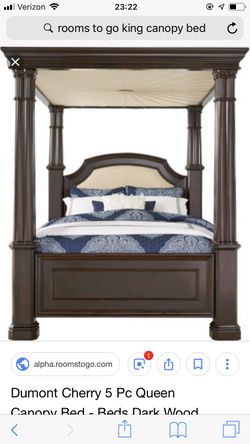 Dumont Dark Cherry Wood 5 Pc Queen Canopy Bed