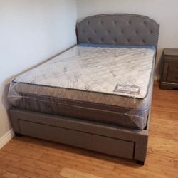 Queen Bed With Pillowtop Bamboo Mattress Only 