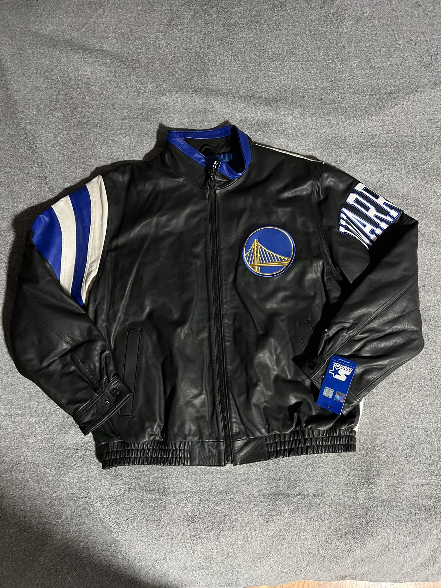 Golden State Warriors Leather Starter Jacket Size XL NWT New