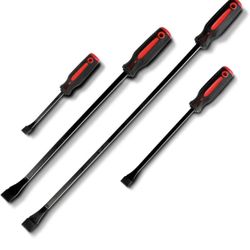 Pry Bar Set 4 Piece 8 12 18 24 inch Bars,Industrial Grade Chrome Vanadium Steel Material Multi-functional Ergonomics Pry Bar Set