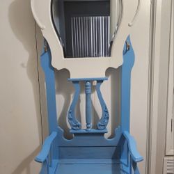 Vintage Bench Hall Tree With Coat Hooks and storage under seat