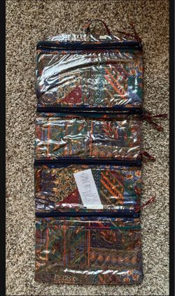 NEW Vera Bradley Paisley Blue Green Hanging Makeup Toiletries Travel Bag Organizer