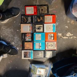 collection of vintage 8-track stereo tape cartridges, 