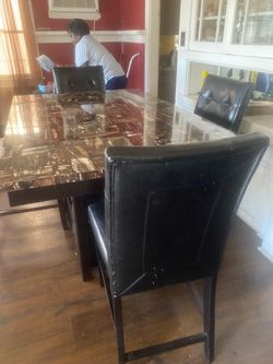 Marble Top Dining Table with Chairs