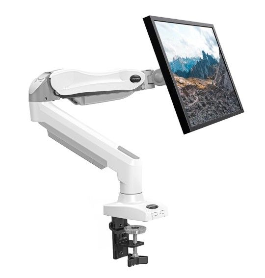 HUANUO Single Monitor Mount, 13 to 32 Inch Gas Spring Monitor Arm, Adjustable Stand, Vesa Mount with Clamp and Grommet Base - Fits 4.4 to 19.8lbs LCD