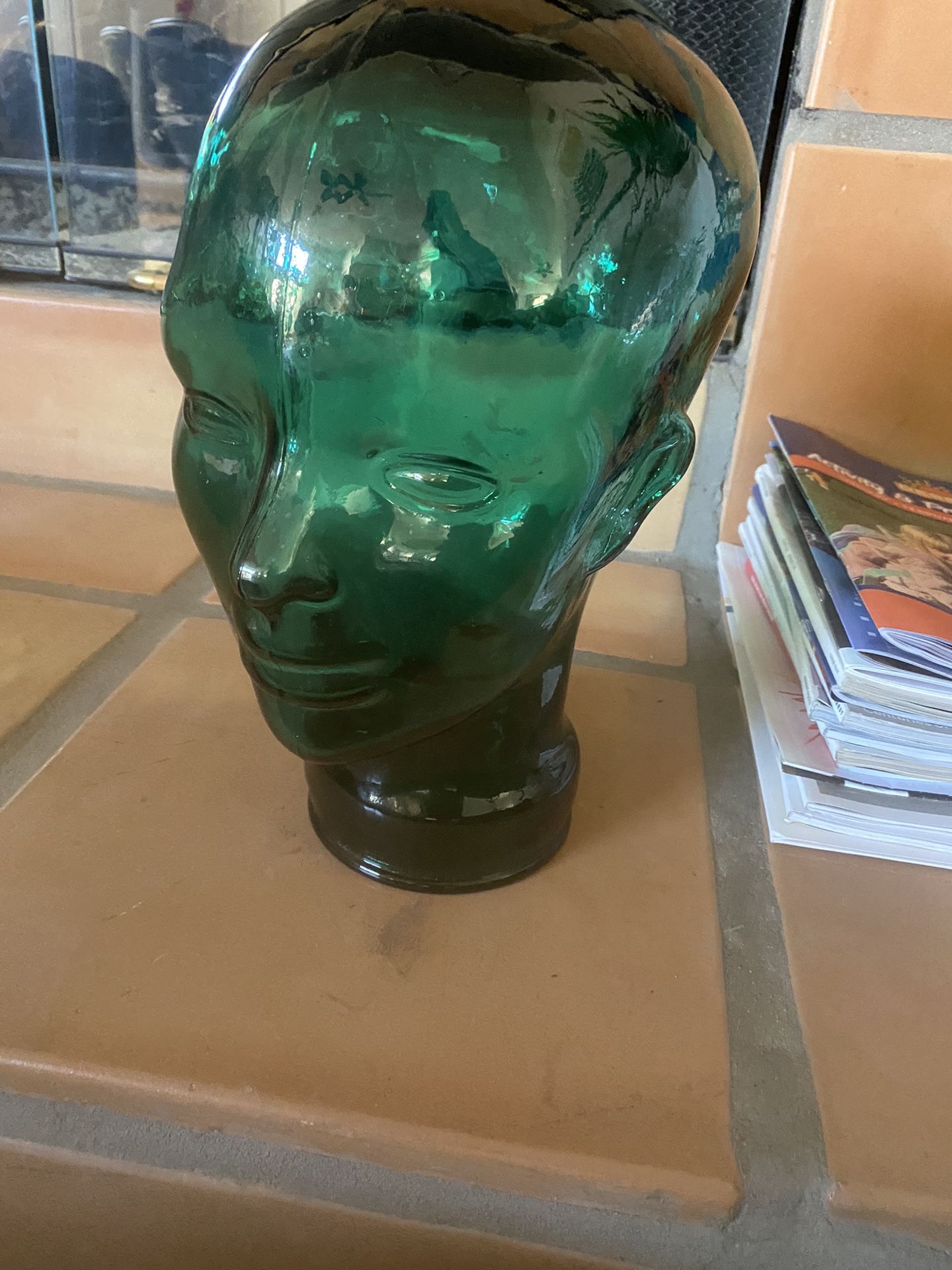 Vintage Green Glass Head