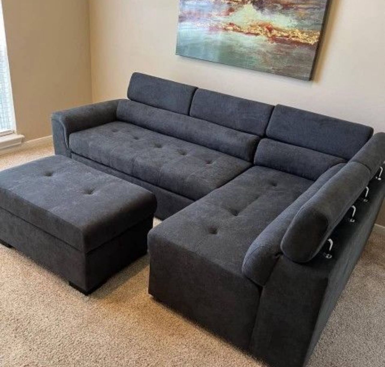 New Sectional Sleeper With Ottoman In Box 📦 Buy Now Pay Later $39 Down 