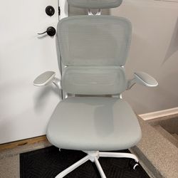 Brand New Grey/White Mesh Tall Back Ergonomic Office Chair w/Flip Up Armrests & Adjustable 3D Lumbar