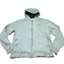Lacoste Men Full-Zip Fleece Hoodie Grey Cotton Quality