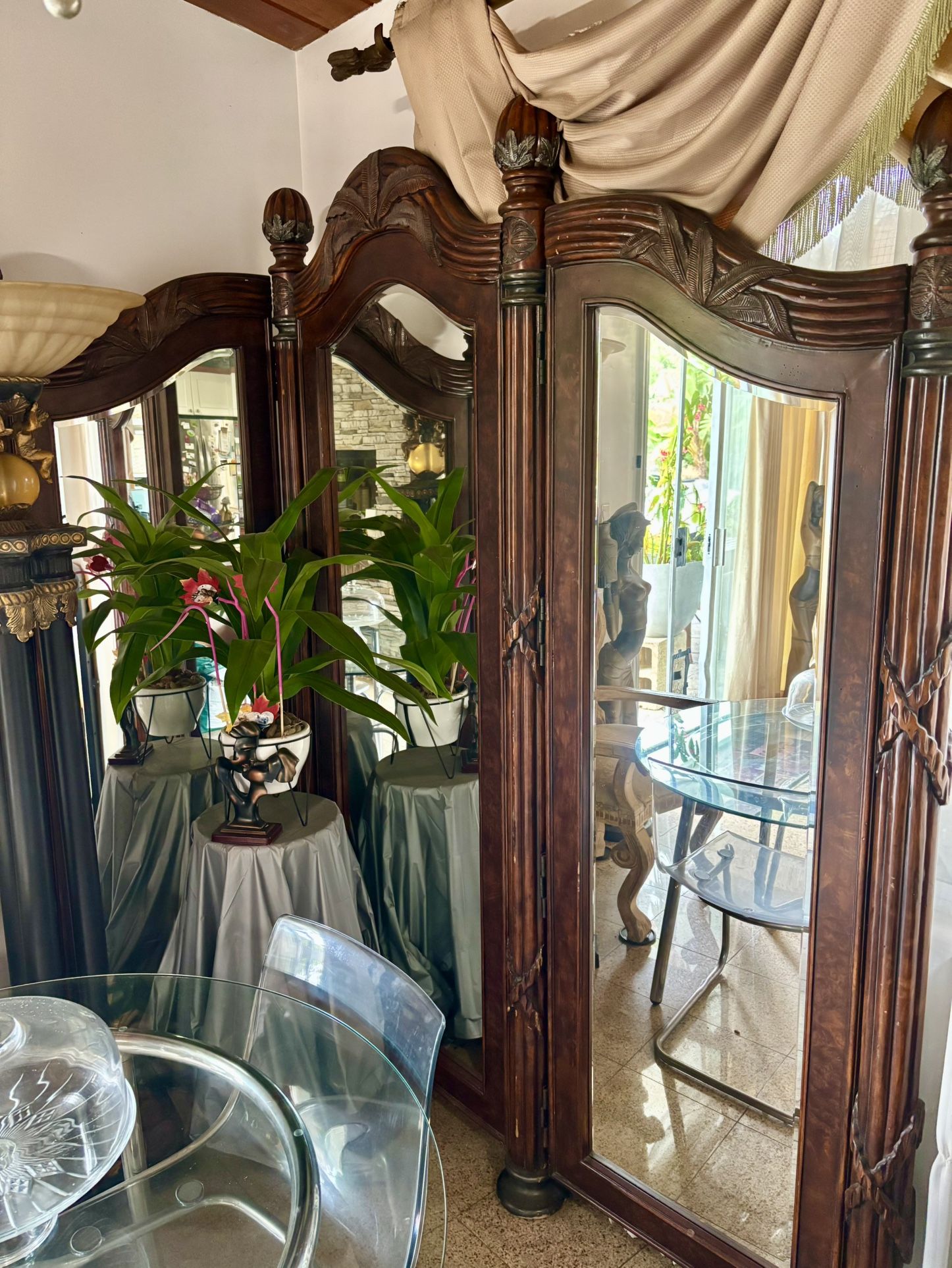 Large 3 Piece, wood and mirrored Partition
