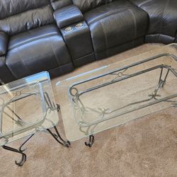 High Quality Glass Coffee Table And Matching Pair Of End Tables