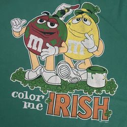 Irish M&M Candy Green Color Me Vintage Side Cut Custom T-Shirt Size XL
