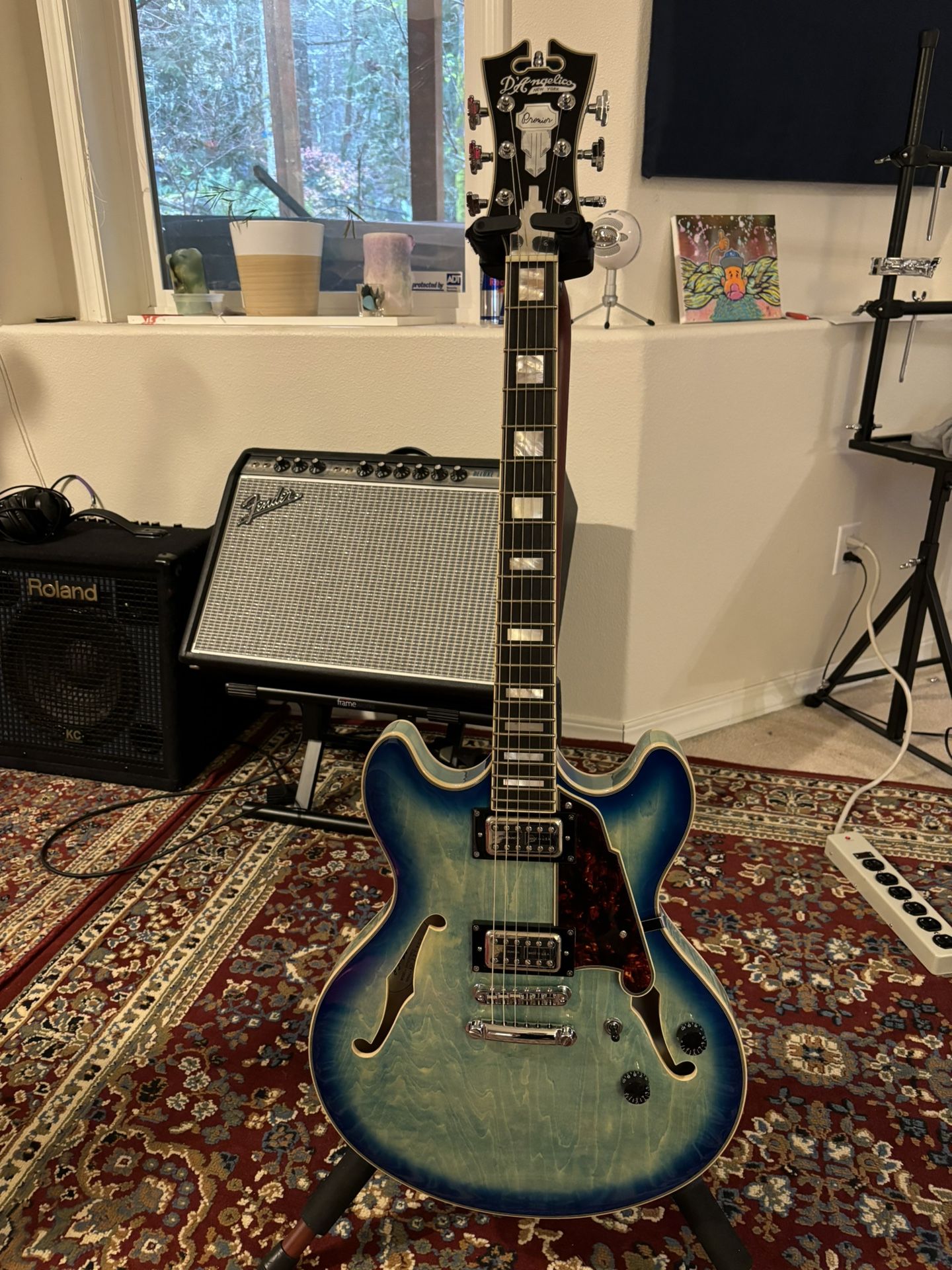 Used D'Angelico Premier DC XT Semi-hollowbody Electric Guitar - Blue Burst, Sweetwater Exclusive