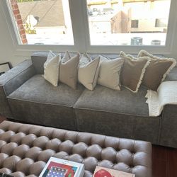 90” Modern Square Grey Sofa Couch